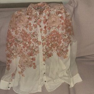 Rose & Olive Pastel Floral Shirt L